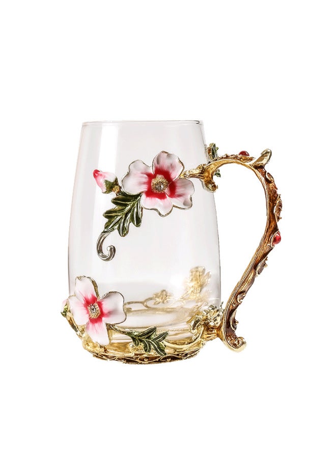general Enamel Painted Flower Tea Cup, Winter Jasmine Crystal Glass Pot & Cup Set, Luxury Large-Capacity Pot, Drinking Water for Home - Image 2
